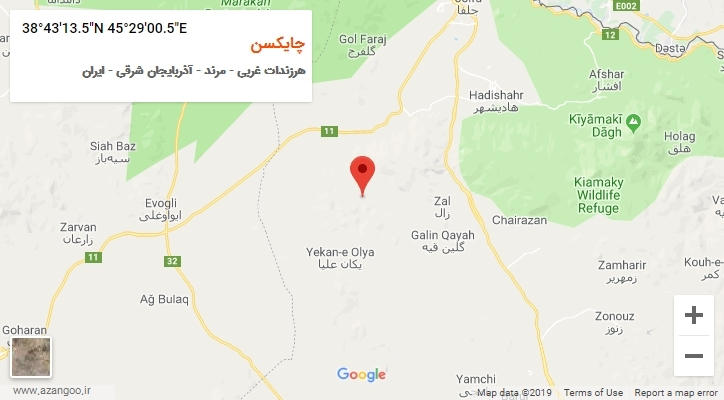 روستای چایکسن بر روی نقشه