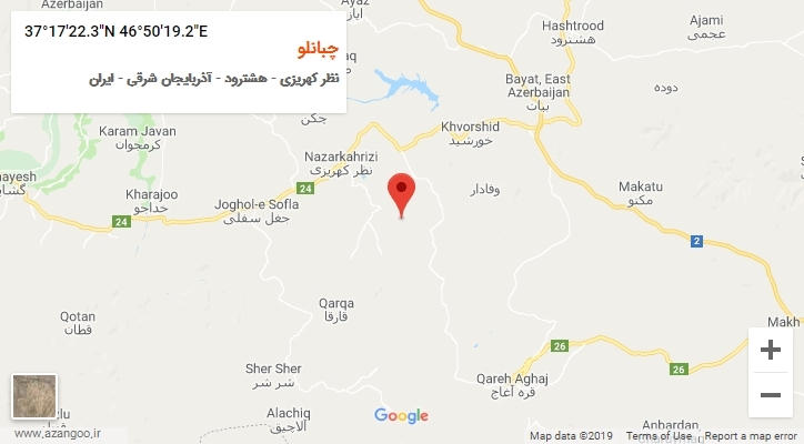روستای چبانلو بر روی نقشه