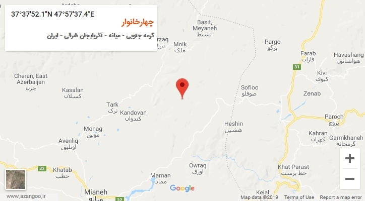 روستای چهارخانوار بر روی نقشه