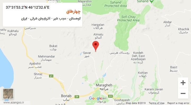 روستای چهارطاق بر روی نقشه