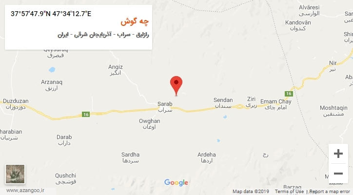 روستای چه گوش بر روی نقشه