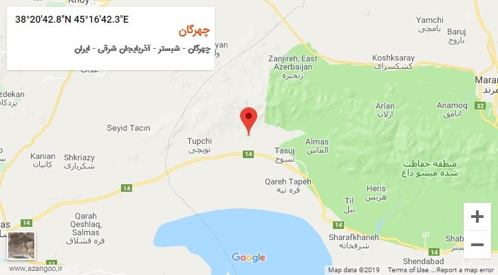 روستای چهرگان بر روی نقشه