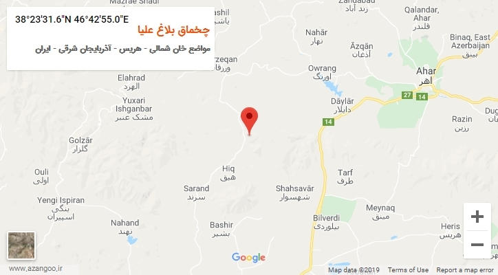 روستای چخماق بلاغ علیا بر روی نقشه