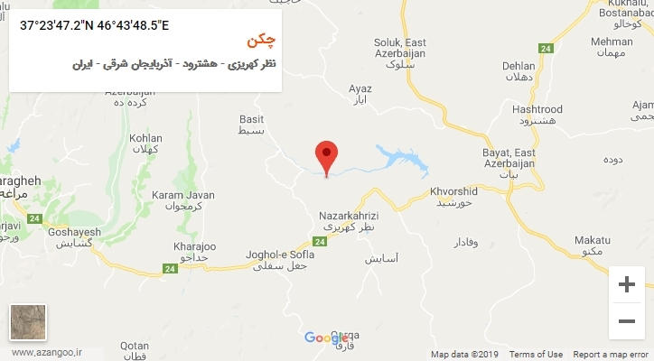 روستای چکن بر روی نقشه