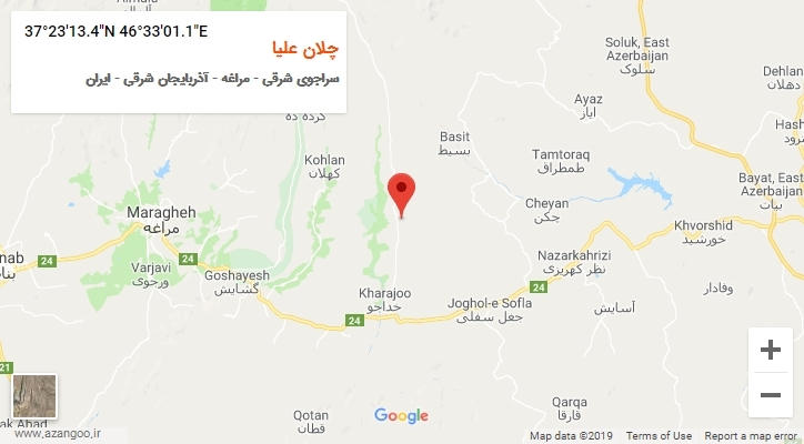 روستای چلان علیا بر روی نقشه