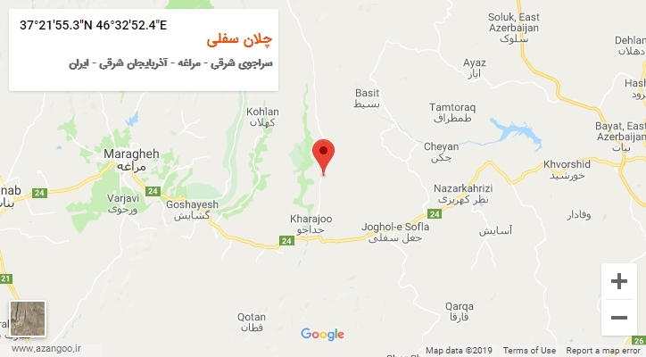 روستای چلان سفلی بر روی نقشه
