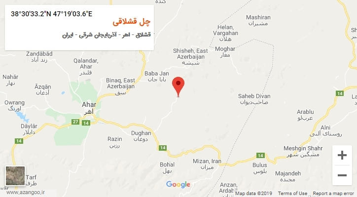 روستای چل قشلاقی بر روی نقشه