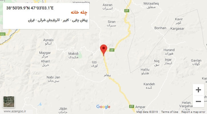 روستای چله خانه بر روی نقشه