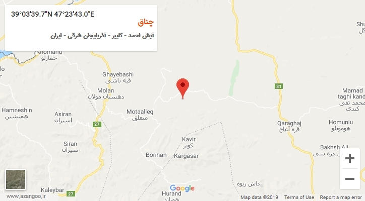 روستای چناق بر روی نقشه