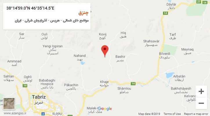 روستای چنزق بر روی نقشه