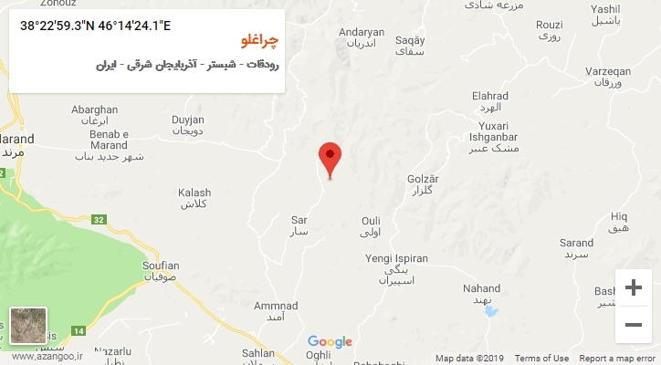 روستای چراغلو بر روی نقشه