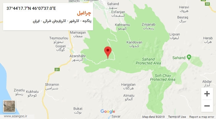 روستای چراغیل بر روی نقشه