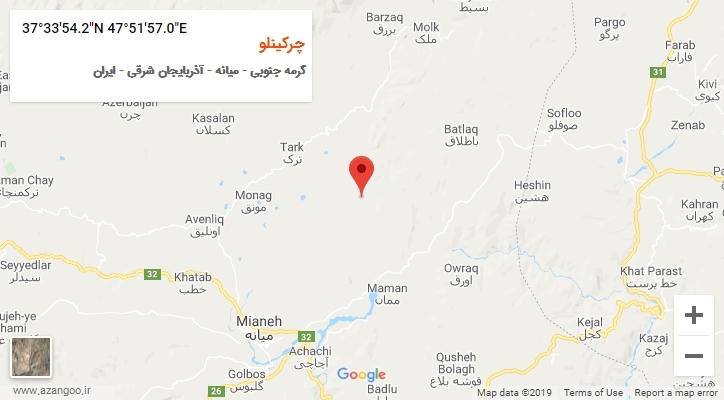 روستای چرکینلو بر روی نقشه