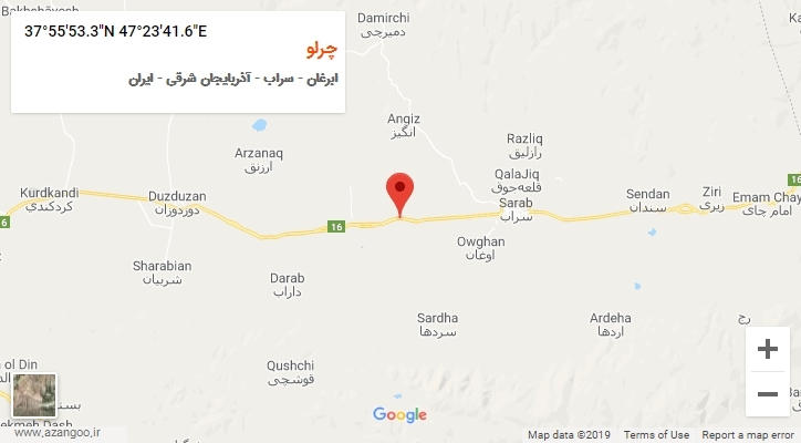 روستای چرلو بر روی نقشه
