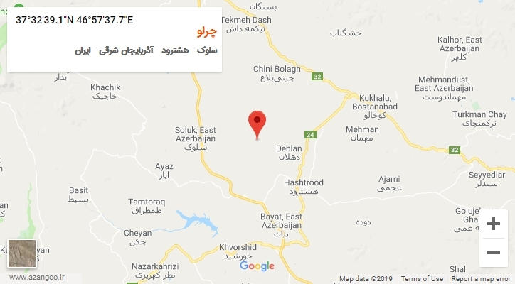 روستای چرلو بر روی نقشه