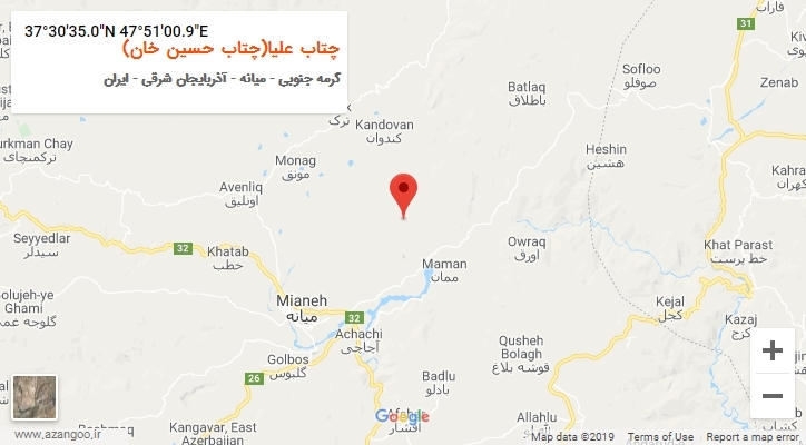روستای چتاب علیا(چتاب حسین خان) بر روی نقشه