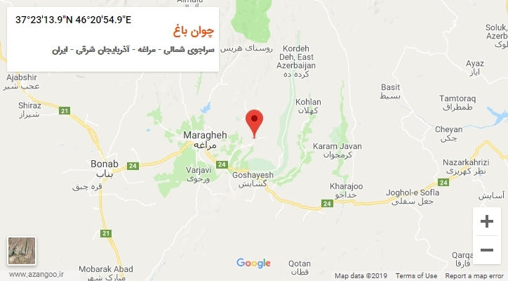 روستای چوان باغ بر روی نقشه