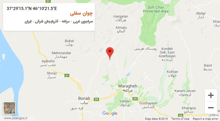 روستای چوان سفلی بر روی نقشه