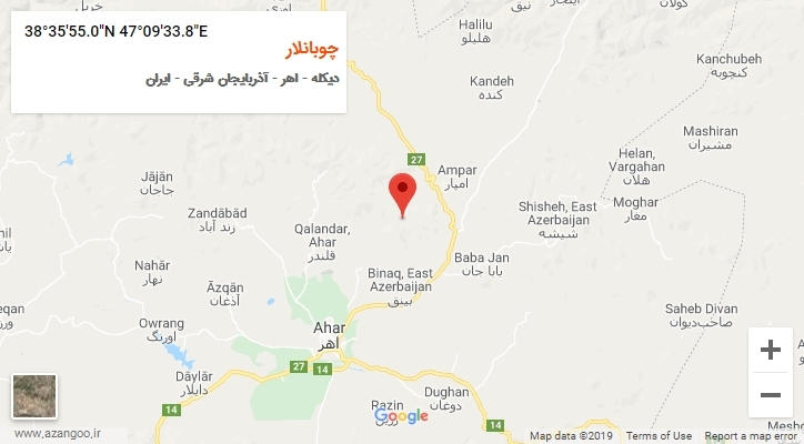 روستای چوبانلار بر روی نقشه