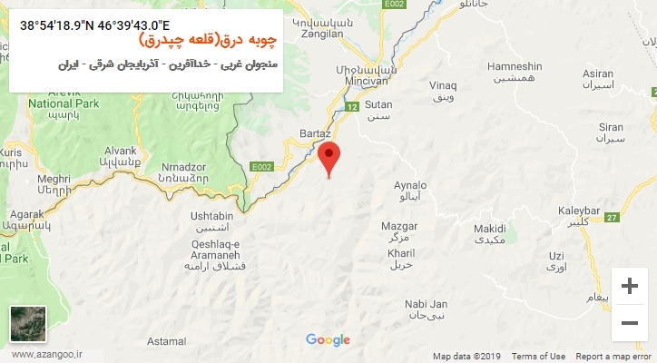 روستای چوبه درق(قلعه چپدرق) بر روی نقشه