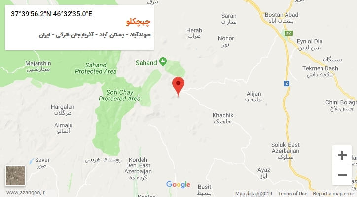 روستای چیچکلو بر روی نقشه