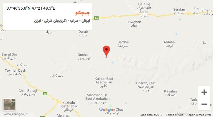 روستای چیچکلو بر روی نقشه
