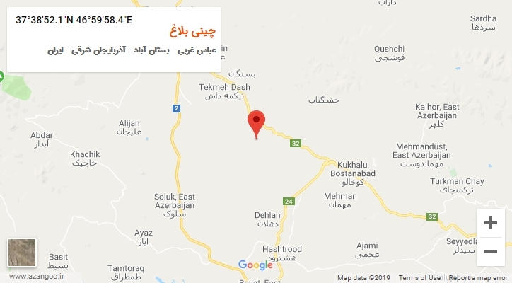 روستای چینی بلاغ بر روی نقشه