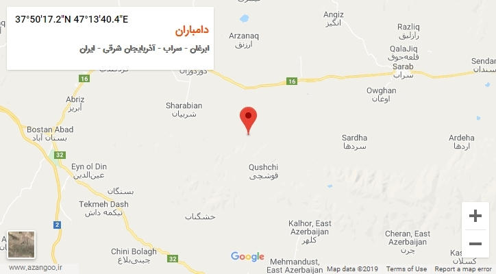 روستای دامباران بر روی نقشه