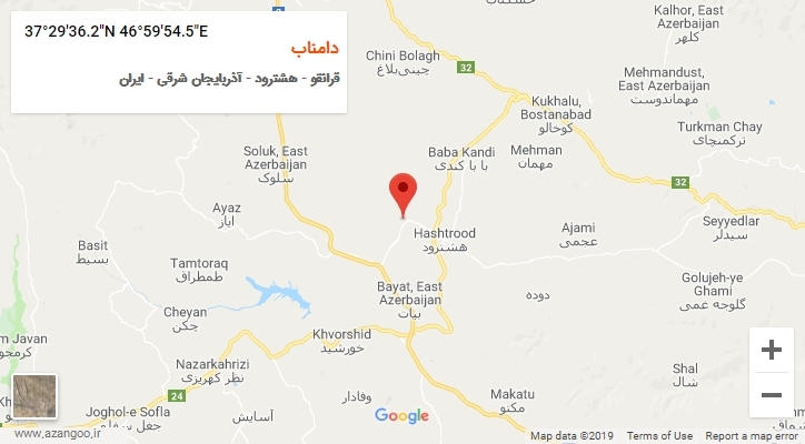 روستای دامناب بر روی نقشه