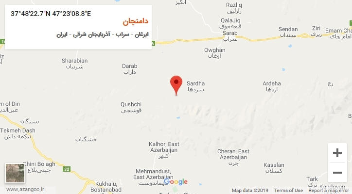 روستای دامنجان بر روی نقشه