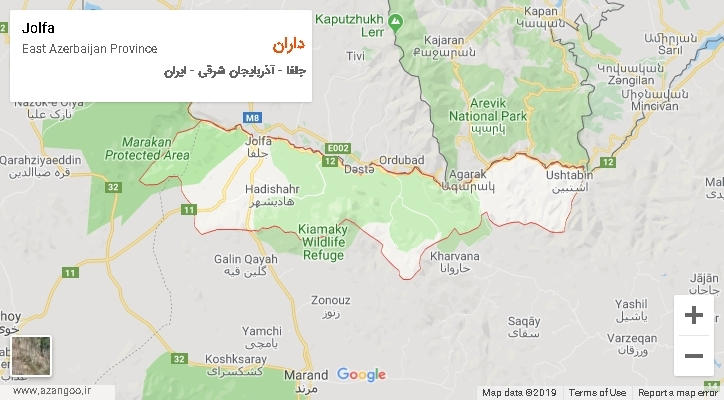 دهستان داران بر روی نقشه
