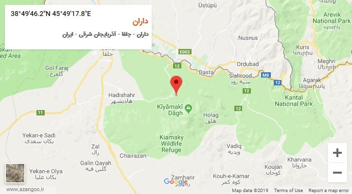 روستای داران بر روی نقشه