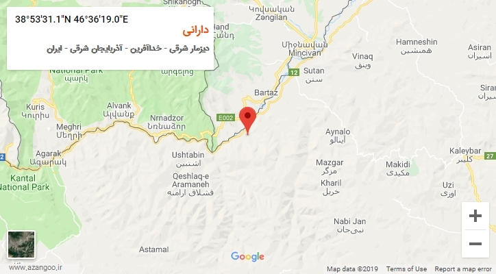 روستای دارانی بر روی نقشه