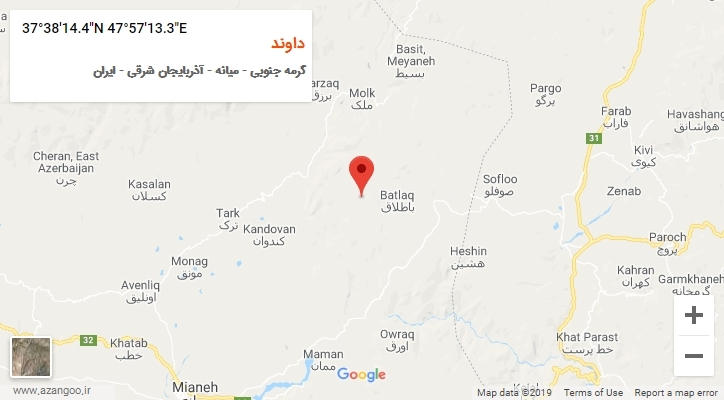 روستای داوند بر روی نقشه