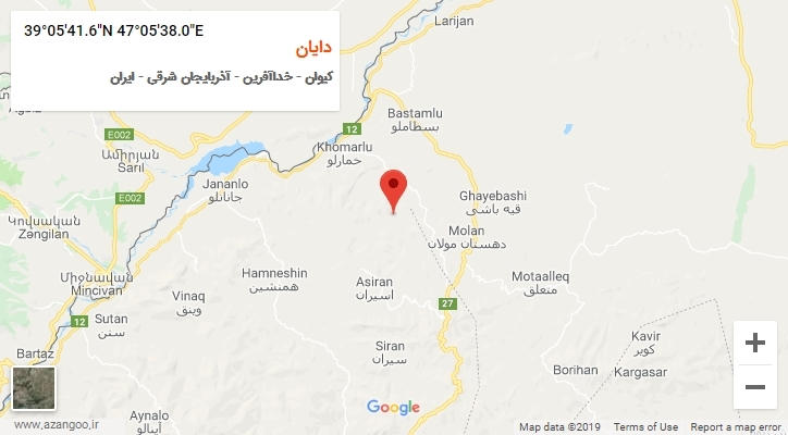 روستای دایان بر روی نقشه