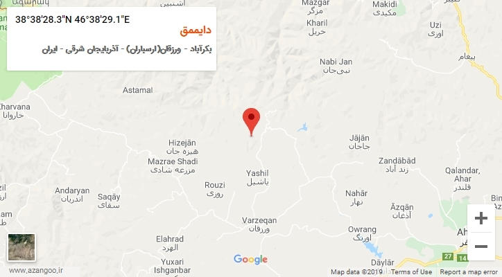 روستای دایممق بر روی نقشه
