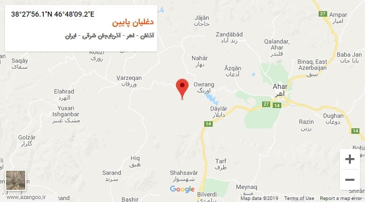 روستای دغلیان پایین بر روی نقشه
