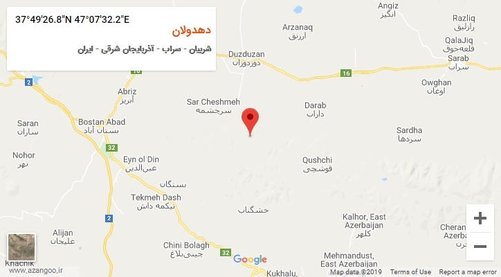 روستای دهدولان بر روی نقشه