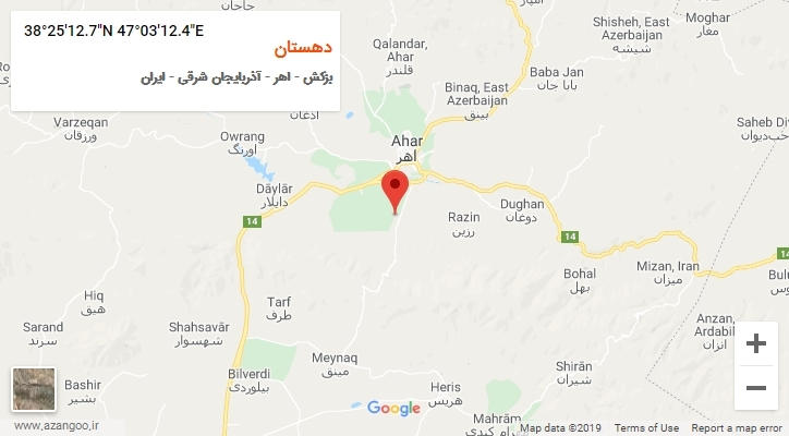 روستای دهستان بر روی نقشه