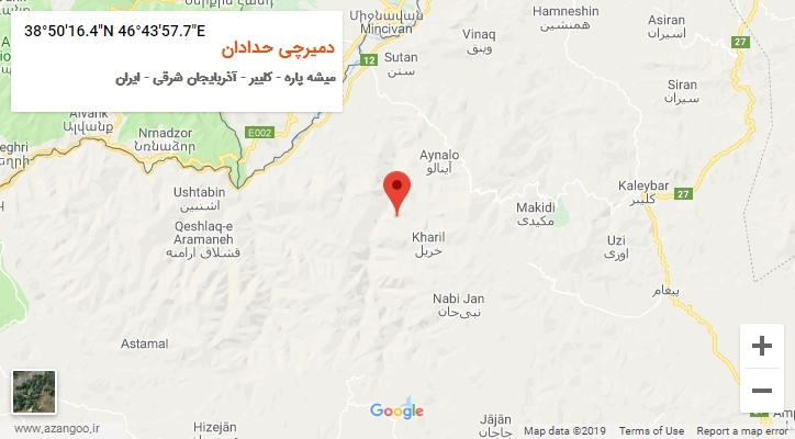 روستای دمیرچی حدادان بر روی نقشه