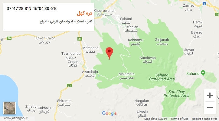 روستای دره کهل بر روی نقشه