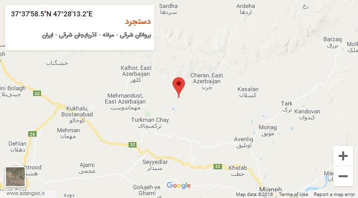 روستای دستجرد بر روی نقشه