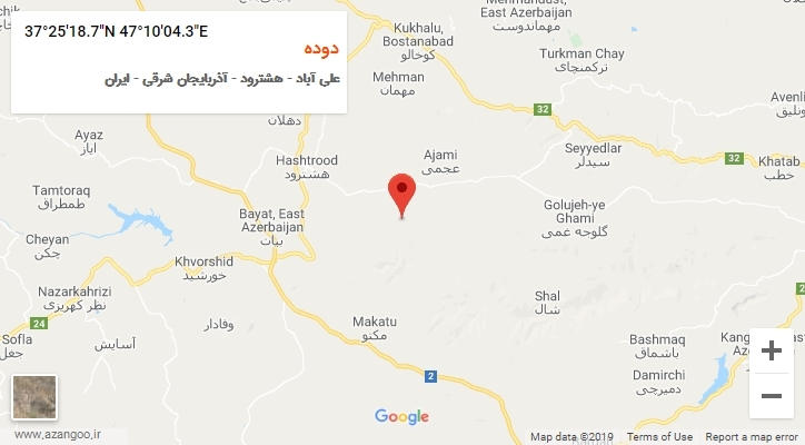 روستای دوده بر روی نقشه