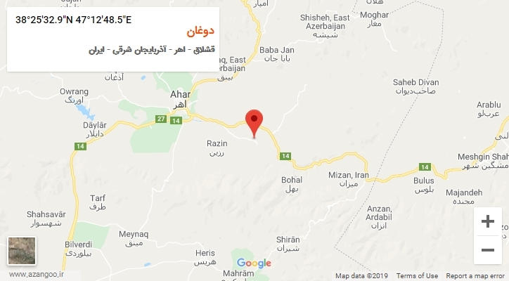 روستای دوغان بر روی نقشه
