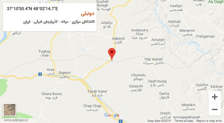 روستای دونبلی بر روی نقشه