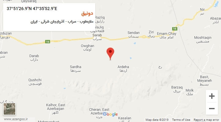 روستای دونیق بر روی نقشه