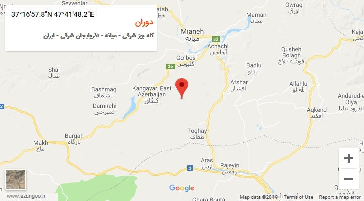 روستای دوران بر روی نقشه