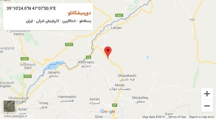 روستای دورمیشکانلو بر روی نقشه