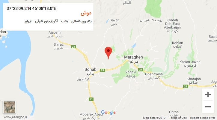 روستای دوش بر روی نقشه