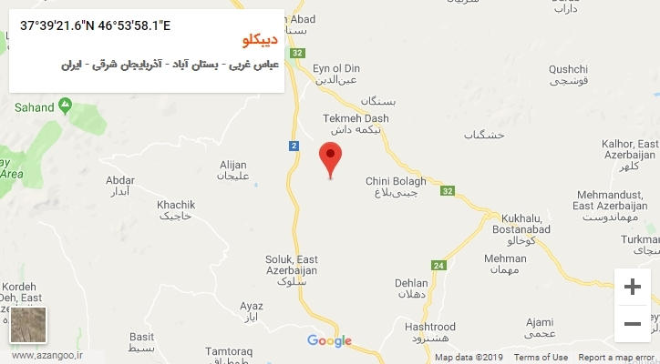روستای دیبکلو بر روی نقشه